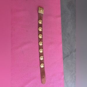 Brown Leather Belt with Gold Accents